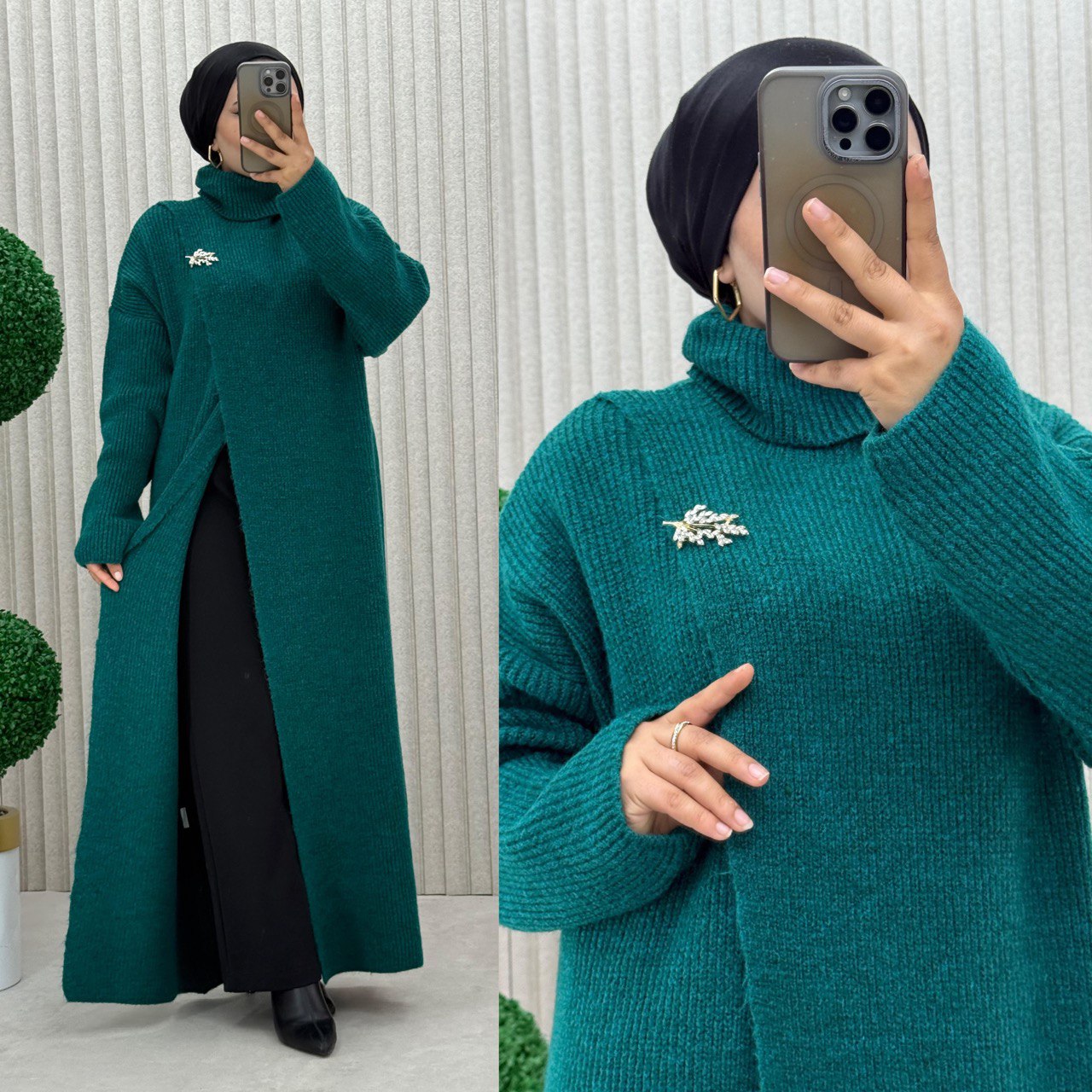 İpek yünlü Elbise