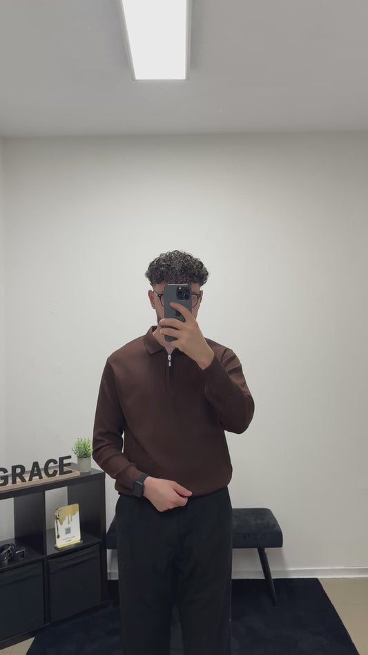 Polo-Pullover-Reißverschluss