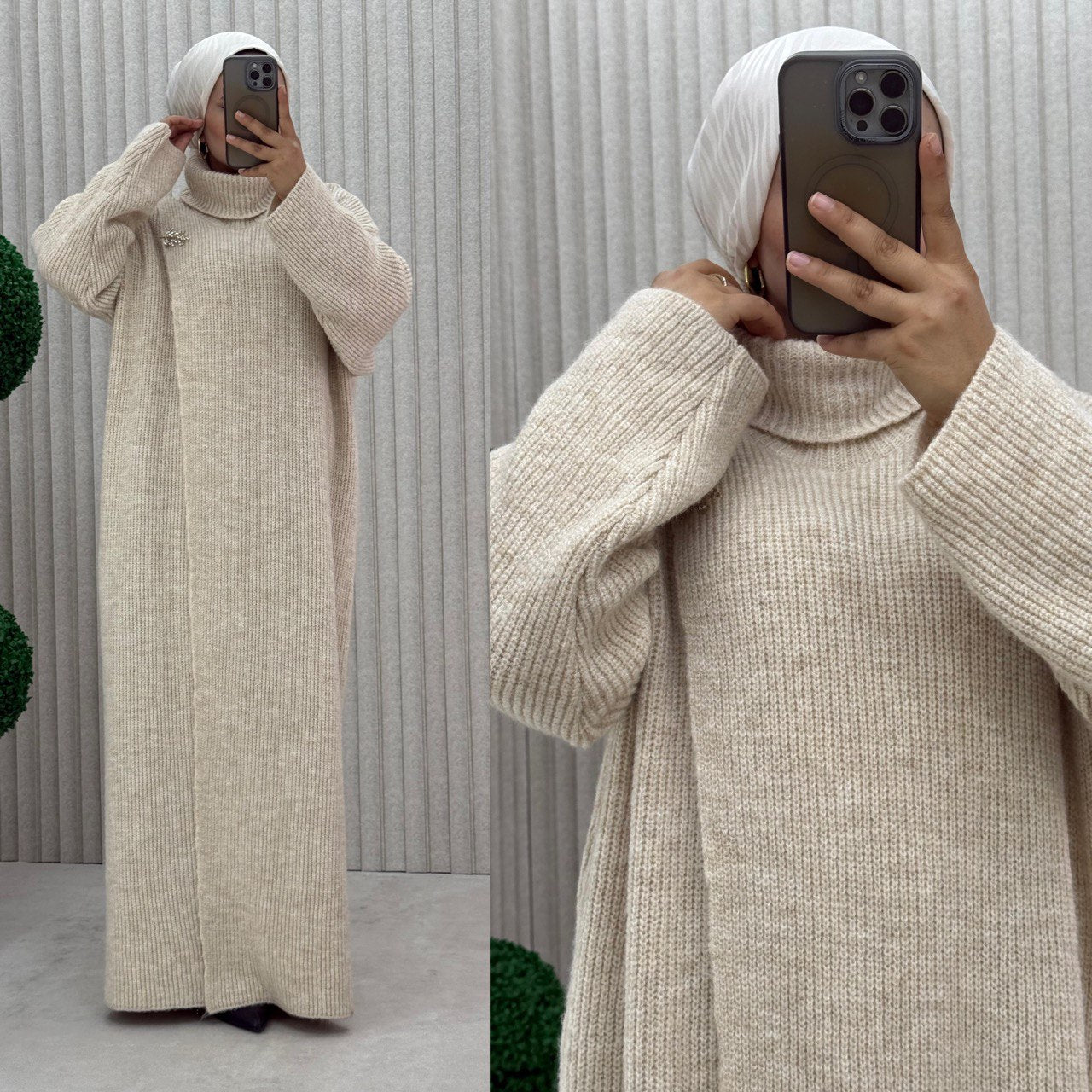 İpek yünlü Elbise