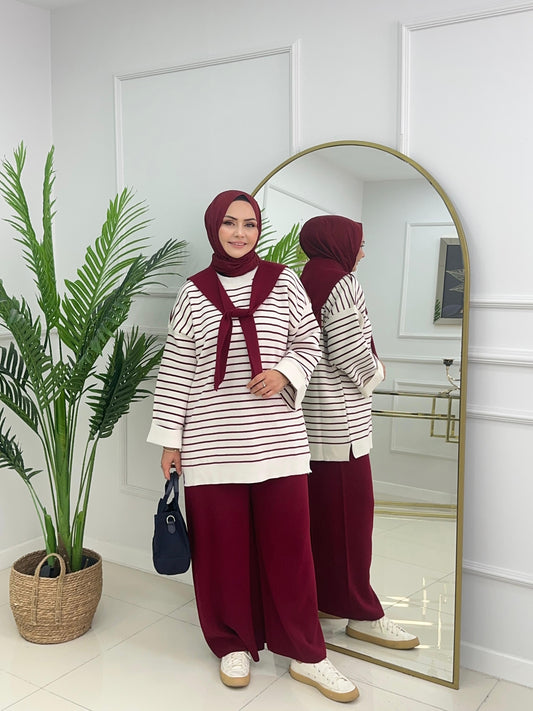 Fularlı Triko Takım