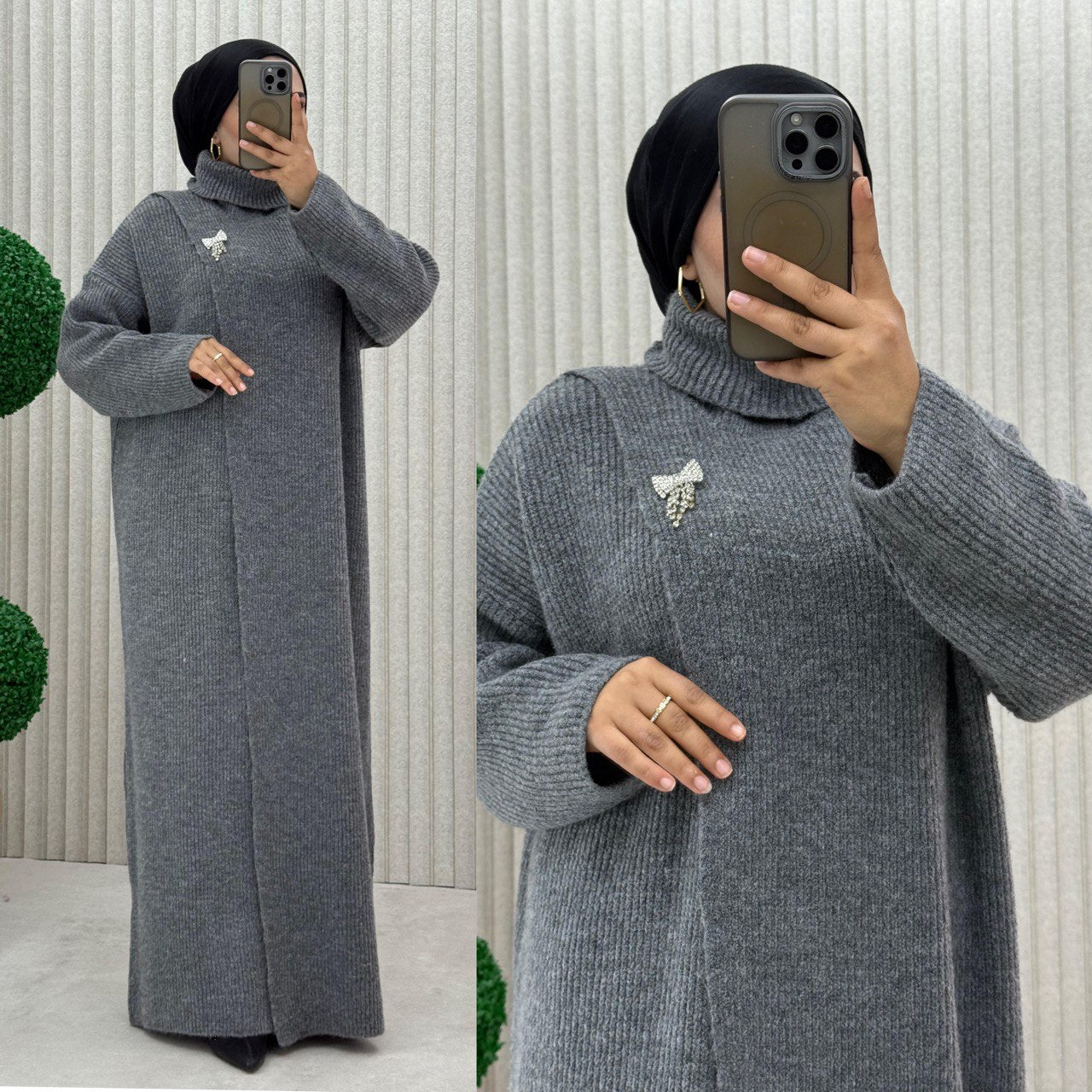 İpek yünlü Elbise