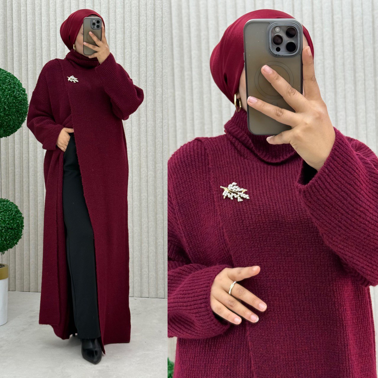 İpek yünlü Elbise