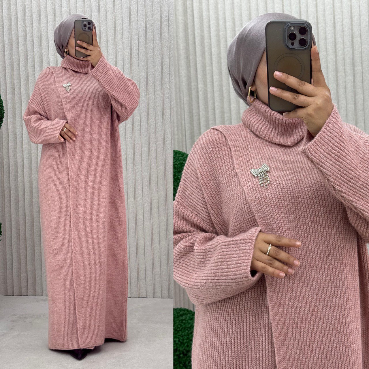 İpek yünlü Elbise