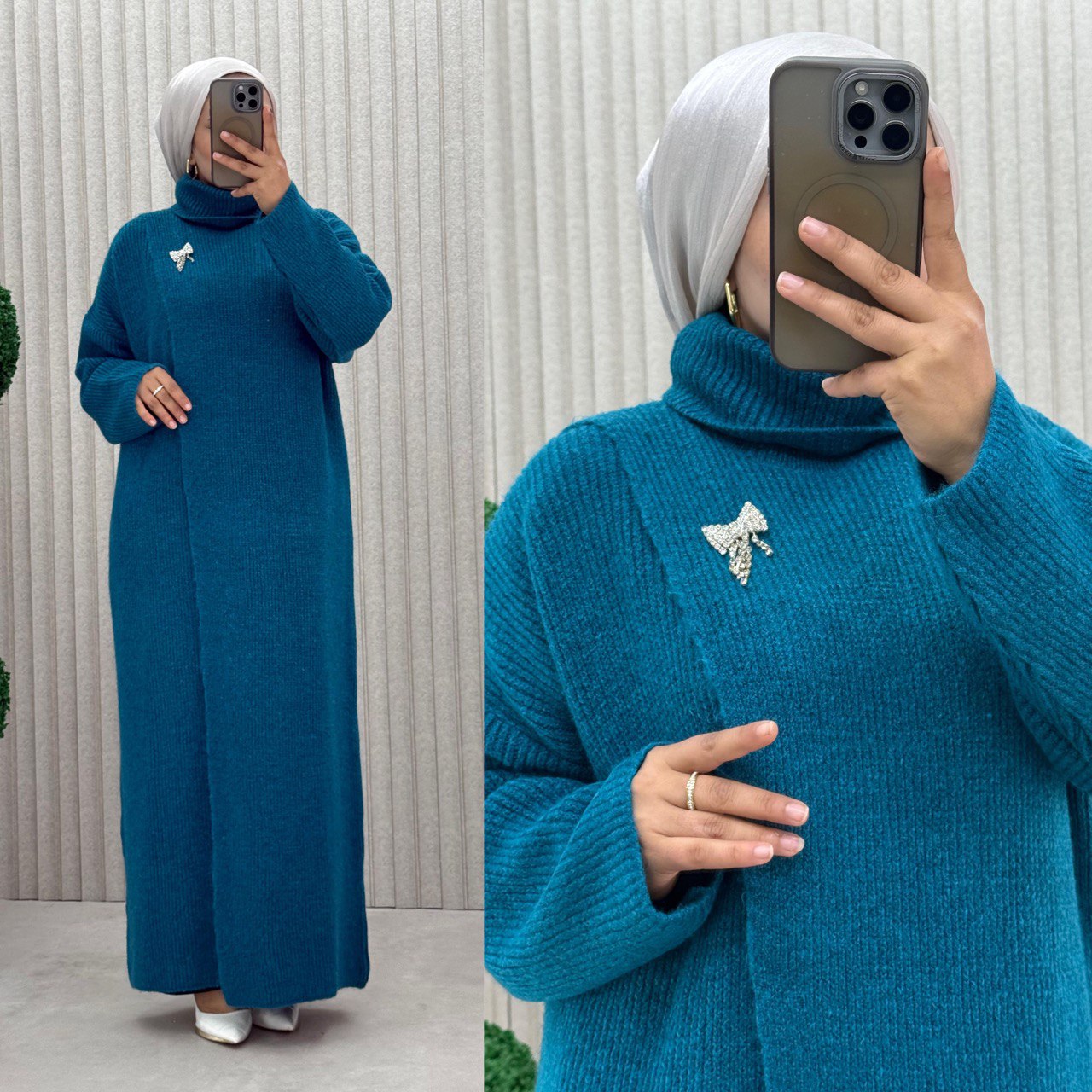 İpek yünlü Elbise