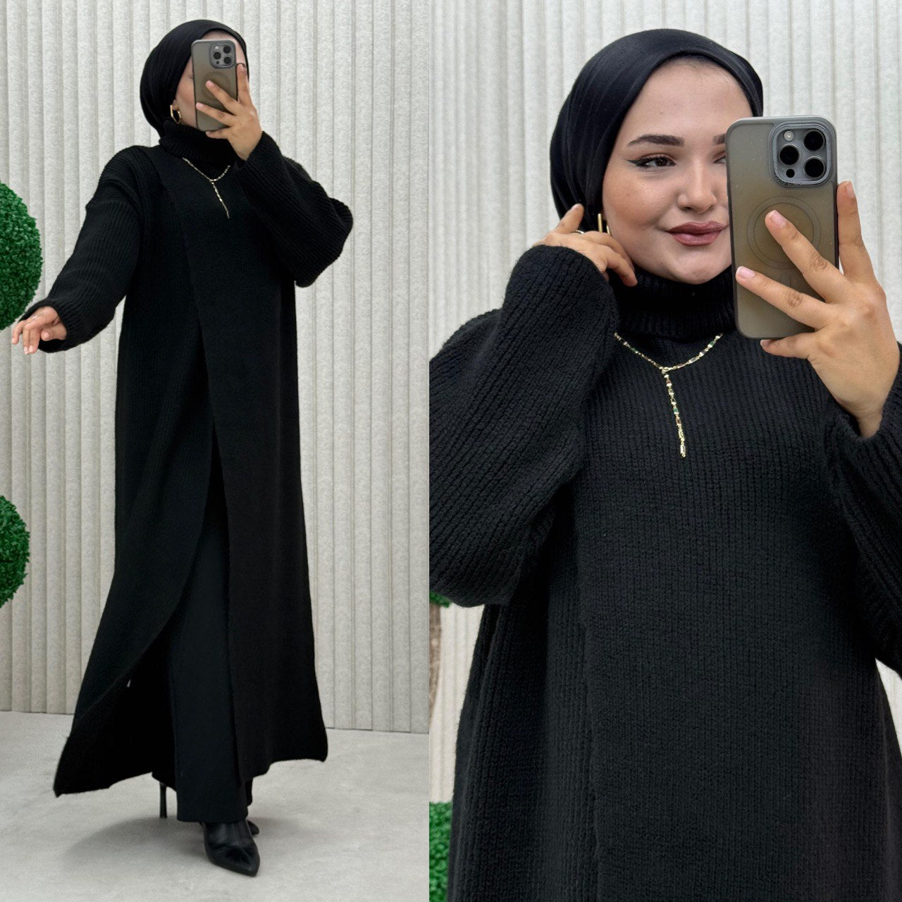 İpek yünlü Elbise