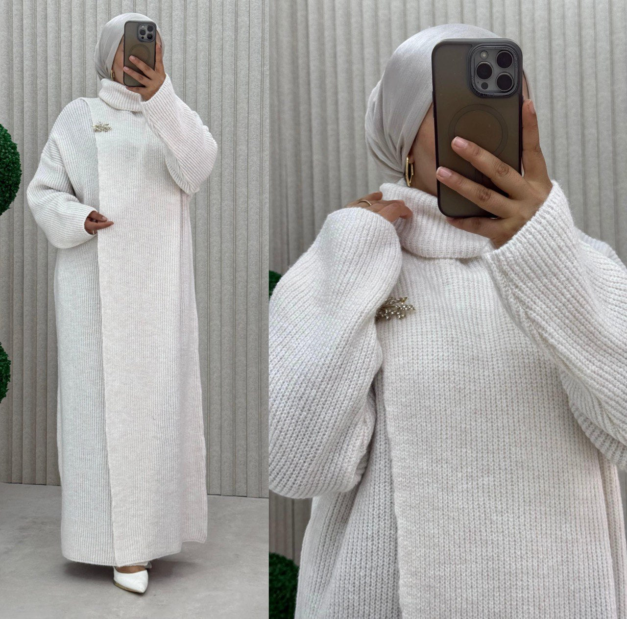 İpek yünlü Elbise